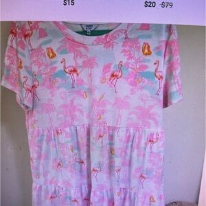 Crown & Ivy Pink Flamingo Baby Doll Style Dress XL